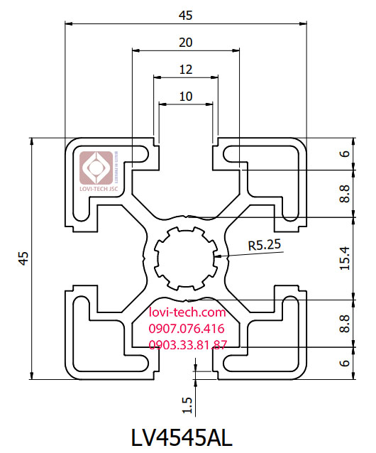 nhôm định hình 45x45