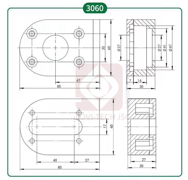 Gối Đỡ Trục Băng Tải Nhôm 3060